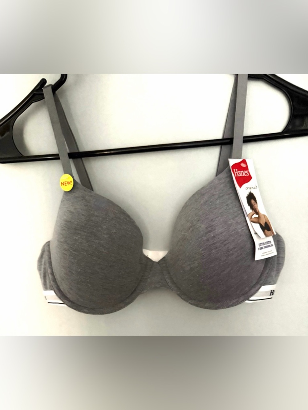 36B Hanes Heather Gray T-Shirt Bra with Adjustable Straps and Underwire NWT